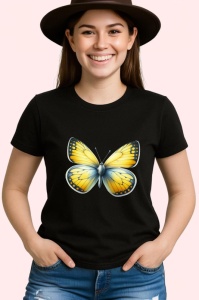 Tricou Fluture galben cu margini albe si detalii fine Copii | Dama | Barbat Barbat - Img 6