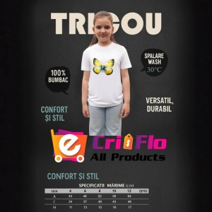 Tricou Fluture galben cu margini albe si detalii fine Copii | Dama | Barbat Barbat - Img 15