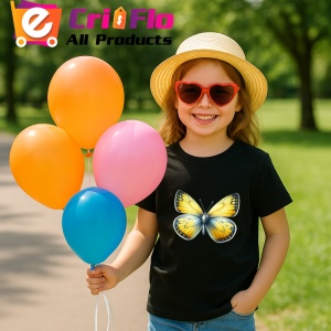 Tricou Fluture galben cu margini albe si detalii fine Copii | Dama | Barbat Barbat - Img 19