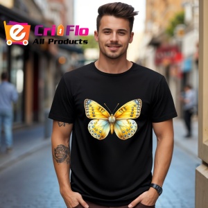 Tricou Fluture galben deschis cu accente albastre pastel Copii | Dama | Barbat Barbat - Img 17