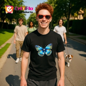 Tricou Fluture galben si albastru intens cu buline simetrice Copii | Dama | Barbat Barbat - Img 17