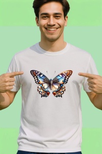 Tricou Fluture maro cu accente albastre design exotic elegant Copii | Dama | Barbat Barbat - Img 2