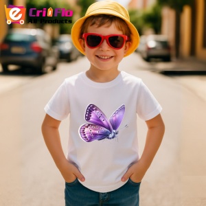 Tricou Fluture mov pastel cu accente albe si tonuri fine Copii | Dama | Barbat Barbat - Img 13