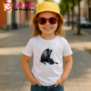 Tricou Fluture negru elegant in zbor simplu si rafinat Copii | Dama | Barbat Barbat