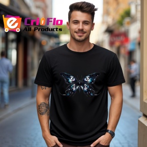Tricou Fluture negru si alb in stil gotic elegant si simetric Copii | Dama | Barbat Barbat - Img 17