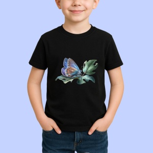 Tricou Fluture pe frunza verde compozitie botanica realista Copii | Dama | Barbat Barbat - Img 6