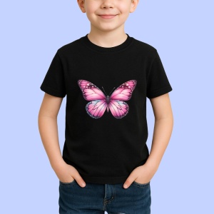 Tricou Fluture roz cu buline negre si degrade alb decorativ Copii | Dama | Barbat Barbat - Img 6