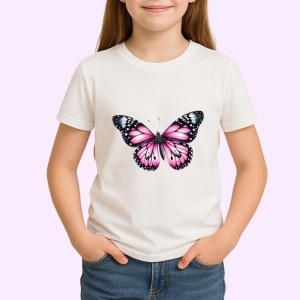 Tricou Fluture roz cu negru stil pastel intens contrastant Copii | Dama | Barbat Barbat - Img 4
