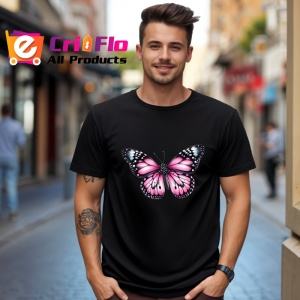 Tricou Fluture roz cu negru stil pastel intens contrastant Copii | Dama | Barbat Barbat - Img 18