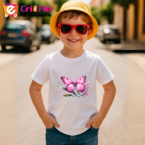 Tricou Fluture roz pe crenguta cu frunze stil feminin delicat Copii | Dama | Barbat Barbat - Img 14