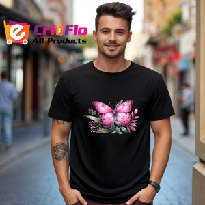 Tricou Fluture roz pe crenguta cu frunze stil feminin delicat Copii | Dama | Barbat Barbat - Img 18