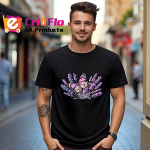 Tricou Fluture roz pe lavanda compozitie feminina calma Copii | Dama | Barbat Barbat - Img 17
