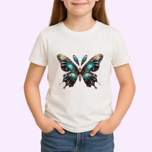 Tricou Fluture verde cu reflexii metalice design sofisticat Copii | Dama | Barbat Barbat - Img 3