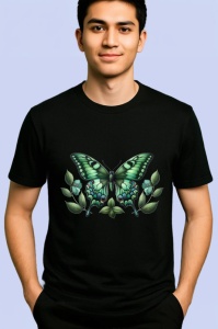 Tricou Fluture verde pe ramuri cu frunze design natural Copii | Dama | Barbat Barbat - Img 5