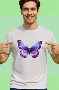 Tricou Fluture violet deschis cu margini mov intense Copii | Dama | Barbat Barbat - Img 2