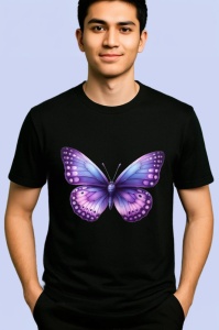 Tricou Fluture violet deschis cu margini mov intense Copii | Dama | Barbat Barbat - Img 4