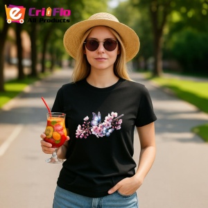 Tricou Fluturi mici pe crengute cu flori roz fundal eteric Copii | Dama | Barbat Barbat - Img 22