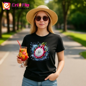 Tricou Fruct dragon si apa, Fructe, Copii | Dama, culoare negru - Img 9