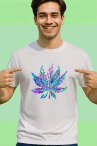 Tricou Frunza artistica in degradee albastru violet Copii | Dama | Barbat - Img 2