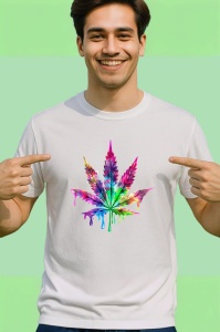 Tricou Frunza cannabis stil graffiti culori neon Copii | Dama | Barbat - Img 2