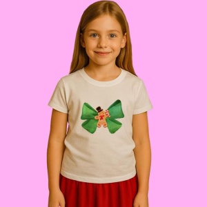 Tricou Funda Verde Cu Om De Turta Dulce, din bumbac 100%, tricou alb, Copii | Dama | Barbat - Img 2