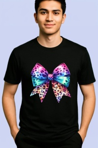 Tricou Fundita fashion imprimeu leopard roz si turcoaz in degrade curcubeu Copii | Dama | Barbat Barbat - Img 5