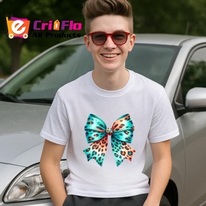 Tricou Fundita imprimeu leopard cu tonuri turcoaz si portocaliu design exotic Copii | Dama | Barbat Barbat - Img 9
