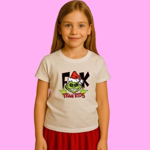 Tricou Funny Grinch Fuck Team Kids, din bumbac 100%, tricou alb, Copii | Dama | Barbat - Img 2