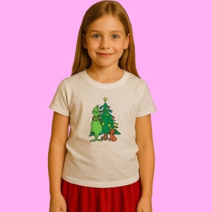 Tricou Funny Grinchmas Dog Christmas Tree Digital Cricut, din bumbac 100%, tricou alb, Copii | Dama | Barbat
