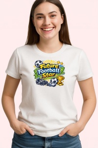 Tricou Future Football Star Design Minge Albastru, din bumbac 100% , tricou alb pentru Copii | Dama | Barbat - Img 3