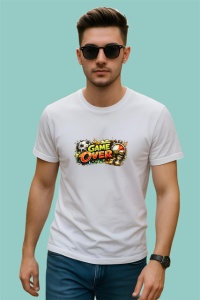 Tricou Game Over Minge Fotbal Sparta Amuzant, din bumbac 100% , tricou alb pentru Copii | Dama | Barbat