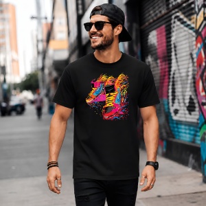 Tricou Ghete Sport Explozie Culori Neon Urban Dynamic Street Style, din bumbac 100%, tricou negru, Copii | Dama | Barbat - Img 5