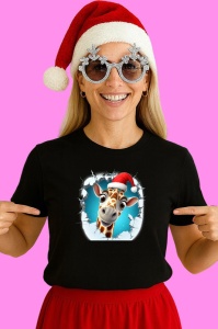 Tricou Girafa Cu Caciula Mosului Craciun 2, din bumbac 100% Copii | Dama | Barbat - Img 3