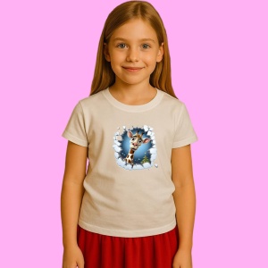 Tricou Girafa Cu Fundal Alb Craciun, din bumbac 100% Copii | Dama | Barbat