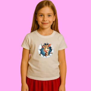 Tricou Girafa Cu Fundal Gri Si Decor Craciun, din bumbac 100% Copii | Dama | Barbat - Img 2