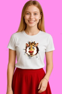 Tricou Girafa Cu Privire Surprinsa Craciun 3, din bumbac 100% Copii | Dama | Barbat