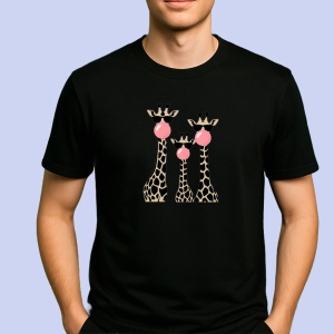 Tricou Girafe si guma de mestecat Negru, Copii | Dama | Barbat - Img 2