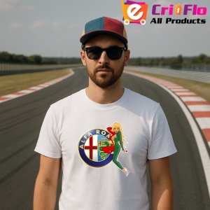 Tricou Girl Cu Logo Alfa Romeo | Unisex Dama si Barbat - Img 2