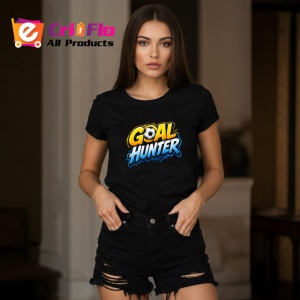 Tricou Goal Hunter Text 3D Galben Albastru V2, din bumbac 100%, tricou negru Copii | Dama | Barbat - Img 7
