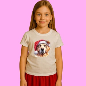 Tricou Golden Retriever Portret Craciun, din bumbac 100%, tricou alb, Copii | Dama | Barbat - Img 2