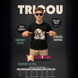 Tricou Golden Retriever si pisica gri tabby fericire in doi Copii | Dama | Barbat Barbat - Img 19