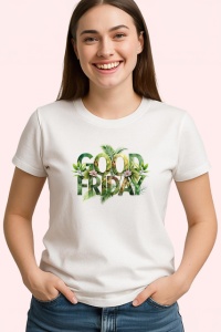 Tricou Good Friday Design Frunze Verzi Natura, din bumbac 100% , tricou alb pentru Copii | Dama | Barbat - Img 2