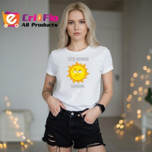 Tricou Good Morning Sunshine Soare Amuzant Zambitor, din bumbac 100% , tricou alb pentru Copii | Dama | Barbat - Img 7