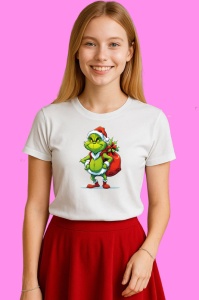 Tricou Grinch Cu Sacul Plin, din bumbac 100% Copii | Dama | Barbat