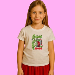 Tricou Grinch Mode On Retro Christmas Season For Cricut, din bumbac 100%, tricou alb, Copii | Dama | Barbat