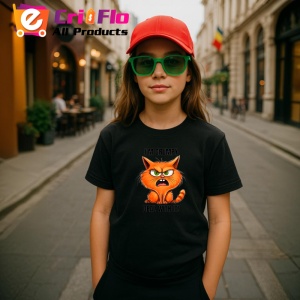 Tricou Grumpy cat deal with it pisica nervoasa mesaj comic, Copii | Dama | Barbat , tricou negru - Img 5