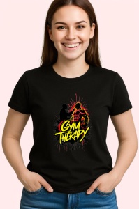 Tricou Gym Therapy Silueta Galben Negru, Copii | Dama | Barbat, culoare negru - Img 3