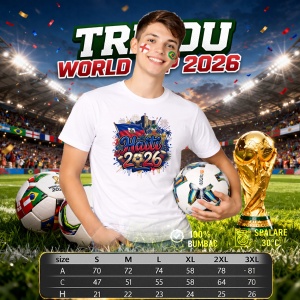 Tricou Haiti World Cup 2026 Fifa, din bumbac 100%, tricou alb, Copii | Dama | Barbat - Img 6