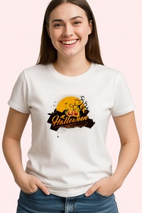 Tricou Halloween Logo, din bumbac 100%, tricou alb, Dama | Barbat - Img 3