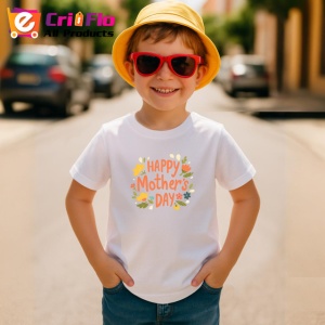 Tricou Happy Mothers Day Flori Galbene V2, din bumbac 100% , tricou alb pentru Copii | Dama | Barbat - Img 4